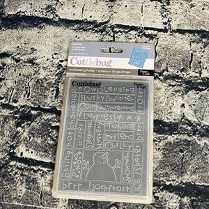 Cuttlebug SLEDDING Snowman Phrases Winter Embossing Folder